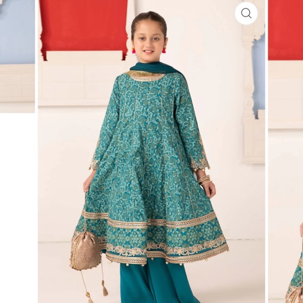 Maria B 3 Piece Printed Raw Silk Suit | MKS-EA24 10-12
